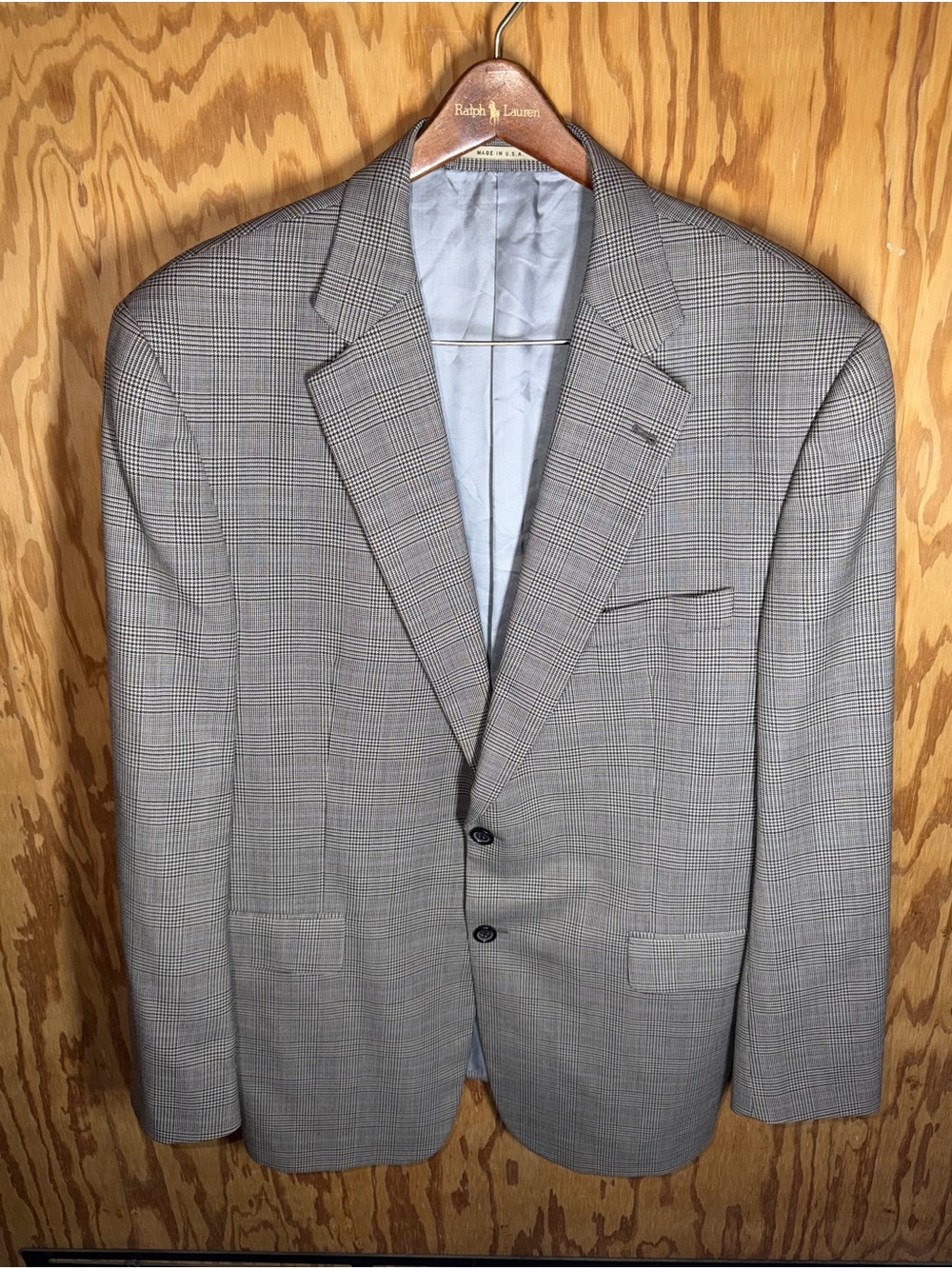 Burberry London Tan Glen Plaid Kensington Wool Blazer Sport Coat Mens 44R USA